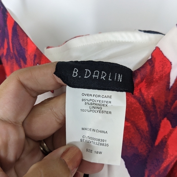 NWT B. DARLIN' Floral Rose Print Strapless Cocktail Dress - Picture 6 of 10